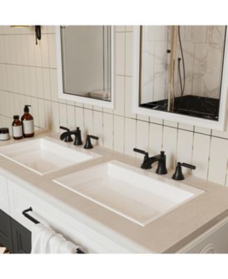 8 in. Widespread Double-Handle 3-Hole Waterfall Bathroom Faucet Water-Saving with Metal Drain in Brushed Gold