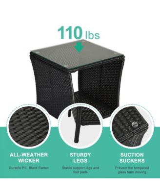 Outdoor Patio Wicker Side Table Stylish and Durable Table for Garden, Deck, or Patio Use