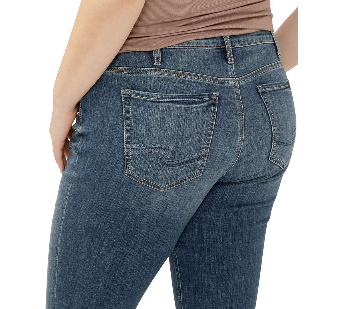 SILVER JEANS CO. PLUS SIZE SUKI CURVY-FIT CROPPED DENIM JEANS 