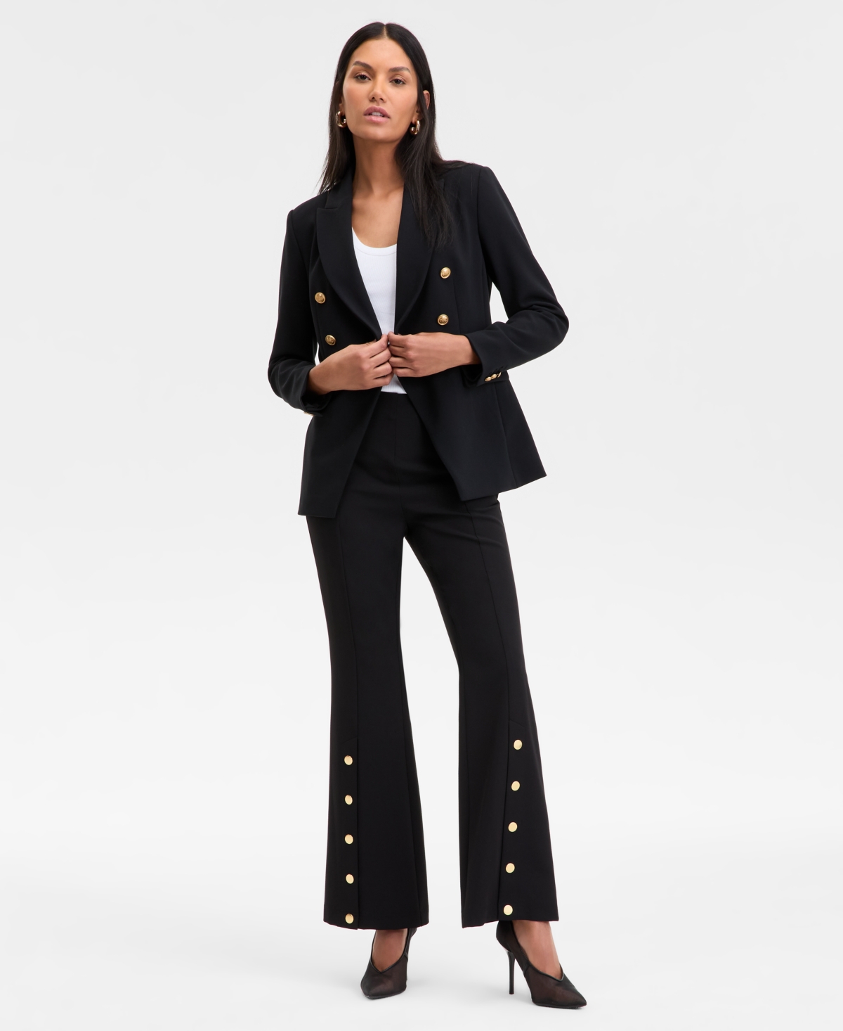Inc International Concepts Women's Double-breasted Blazer, Exclusively At Macy's In Deep Black