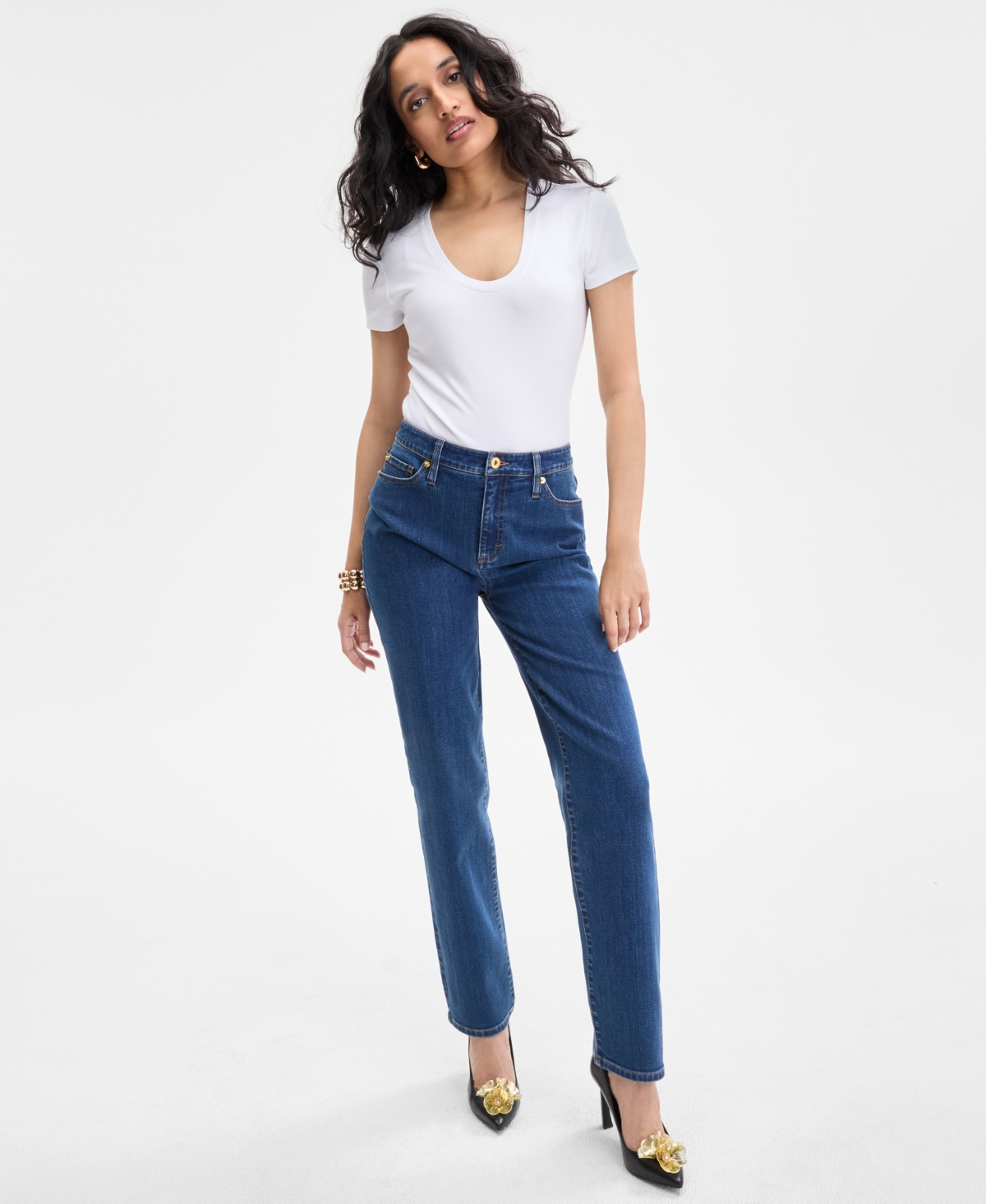Inc International Concepts Women's Ribbed Scoop-neck Top, Exclusively At Macy's In Bright White