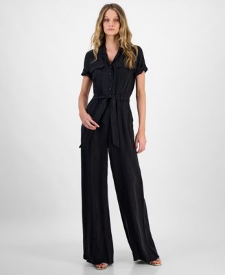 GUESS - Women's Nalini Button-Front Belted Jumpsuit