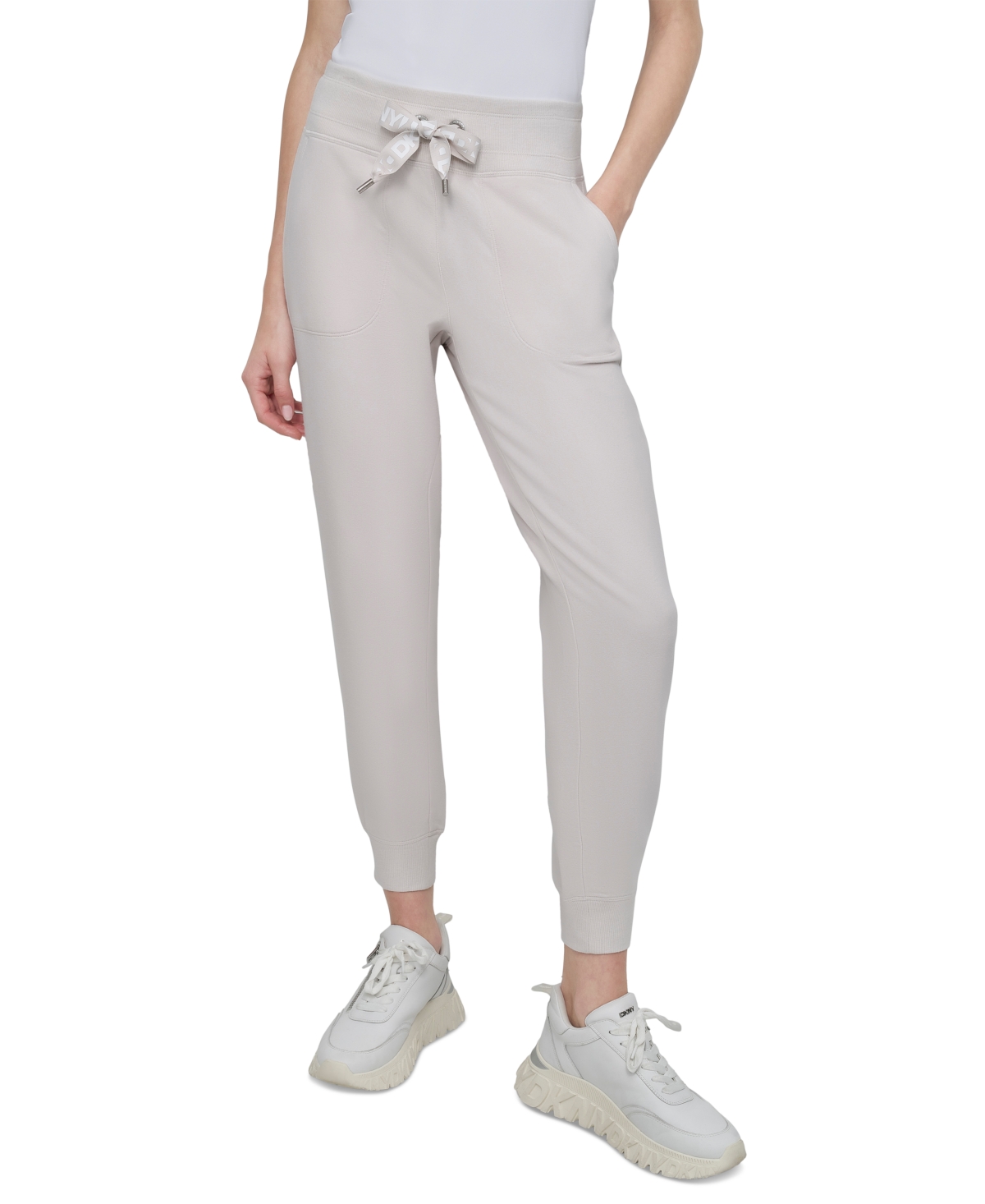 Dkny Sport Women's Logo-drawstring High-rise Joggers In Sand