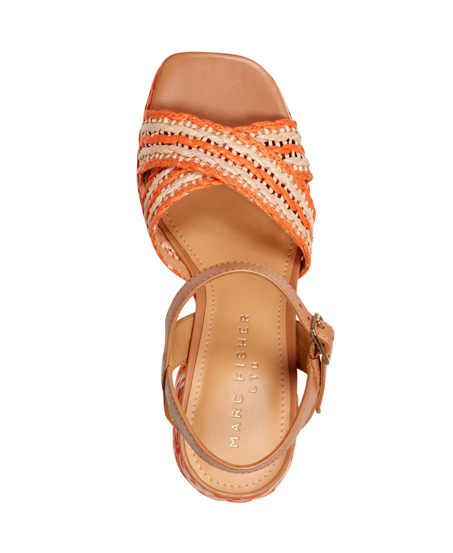 Женские сандалии Marc Fisher LTD Juliey Woven Block Heel Platform, цвет: Оранжевый / Натуральный — фото 4