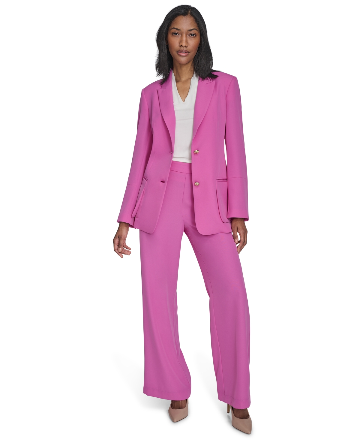 Shop Halston Women's Notched-collar Two-button Blazer In Orchid