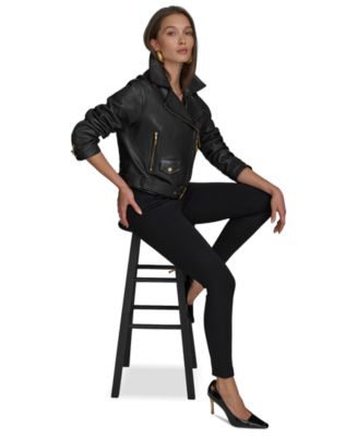 Donna Karan New York Women's Asymmetric Leather Moto Jacket
