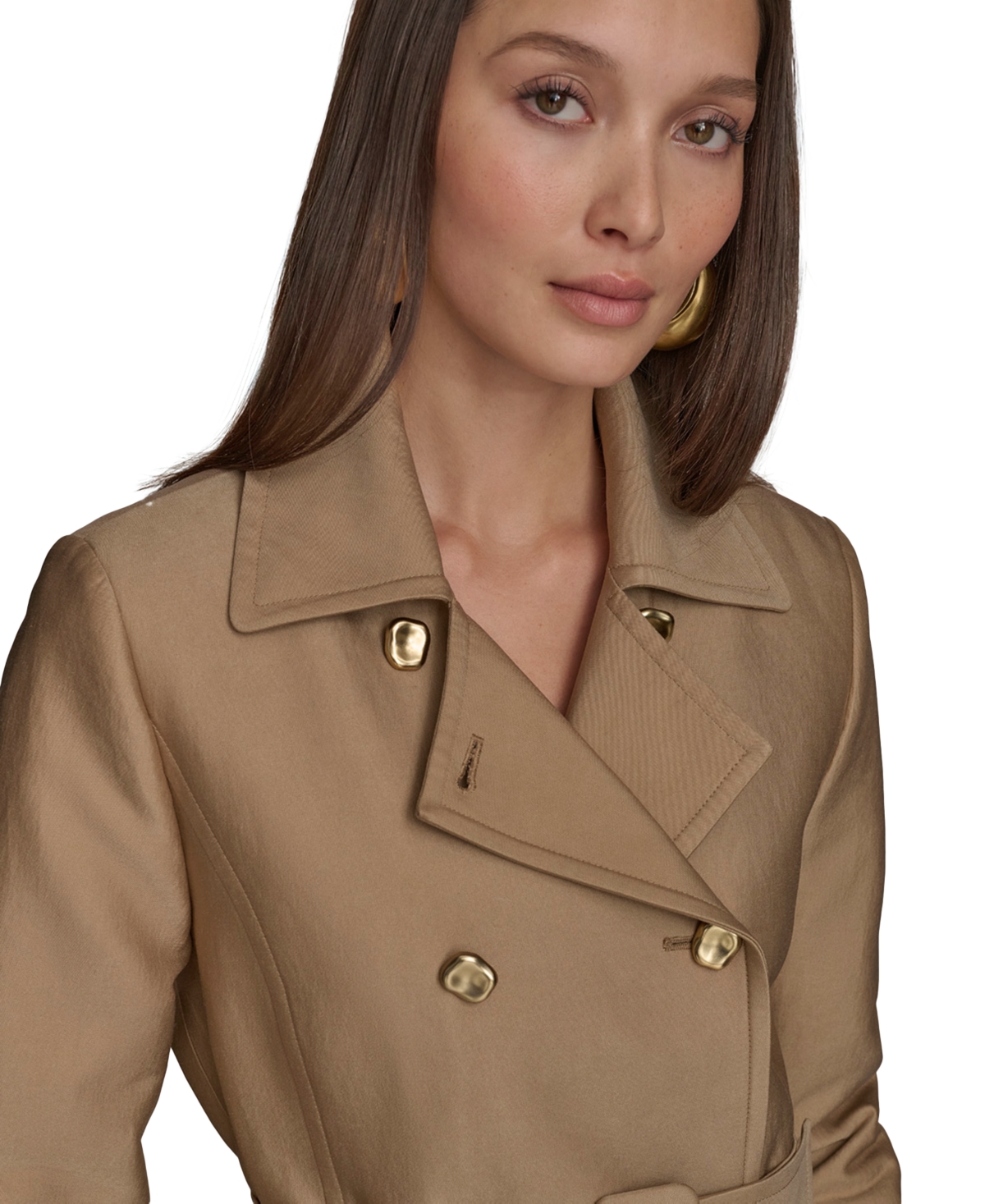 Shop Donna Karan Women's Double-breasted Skirted Trench Coat In Hazelnut
