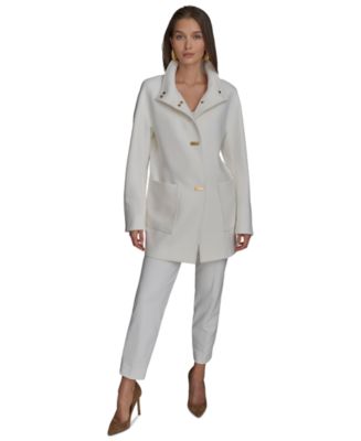Donna Karan New York Women's Crepe Stand-Collar Coat - Macy's