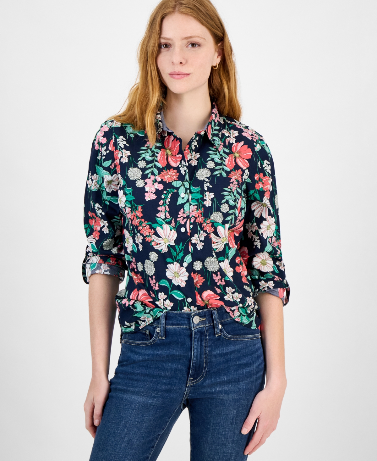 Tommy Hilfiger Women's Floral Cotton Button-front Shirt