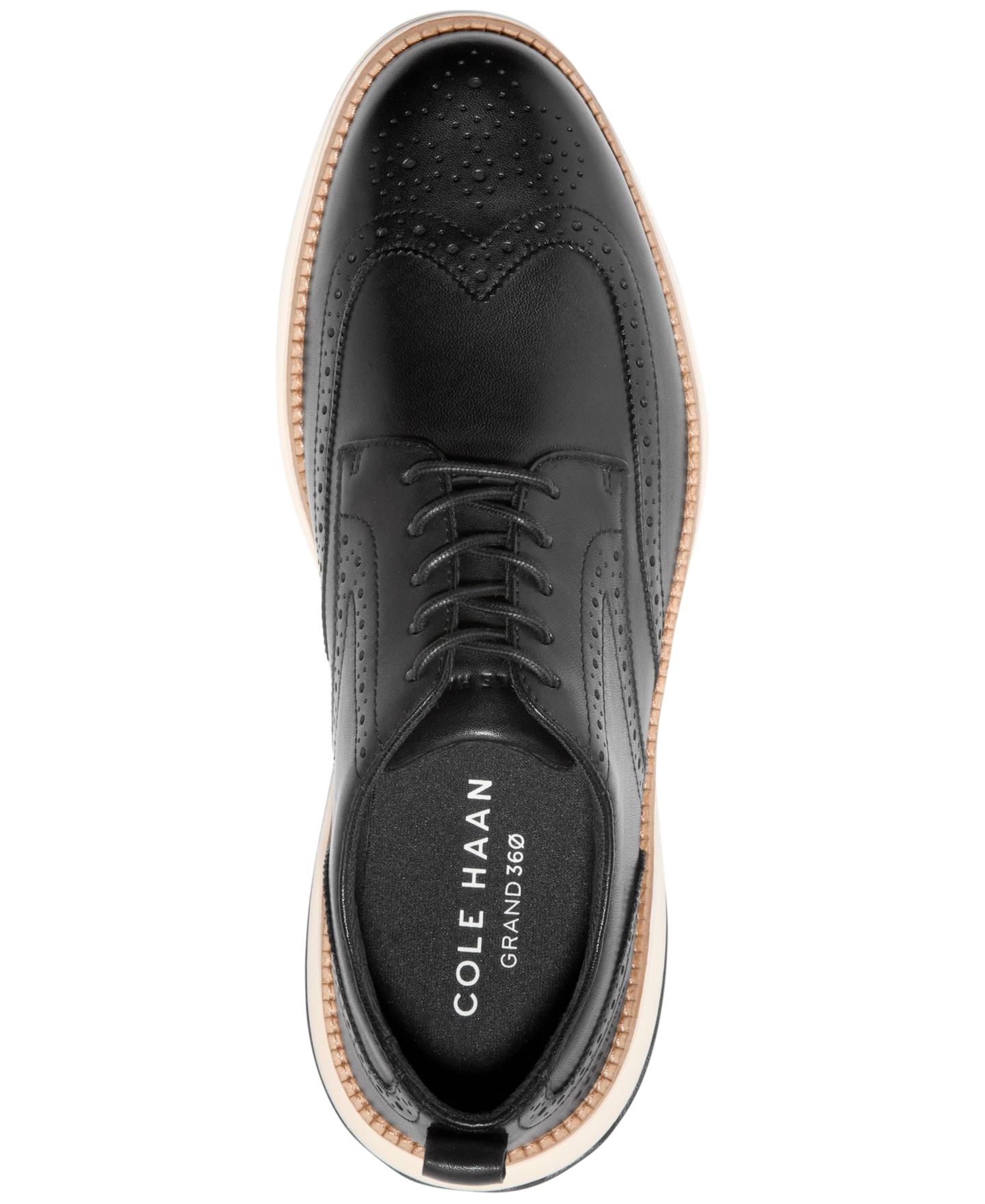 Обувь Cole Haan Men's Grand Hurrion Wingtip Oxford Dress Shoe, цвет: Чёрная слоновая кость — фото 4