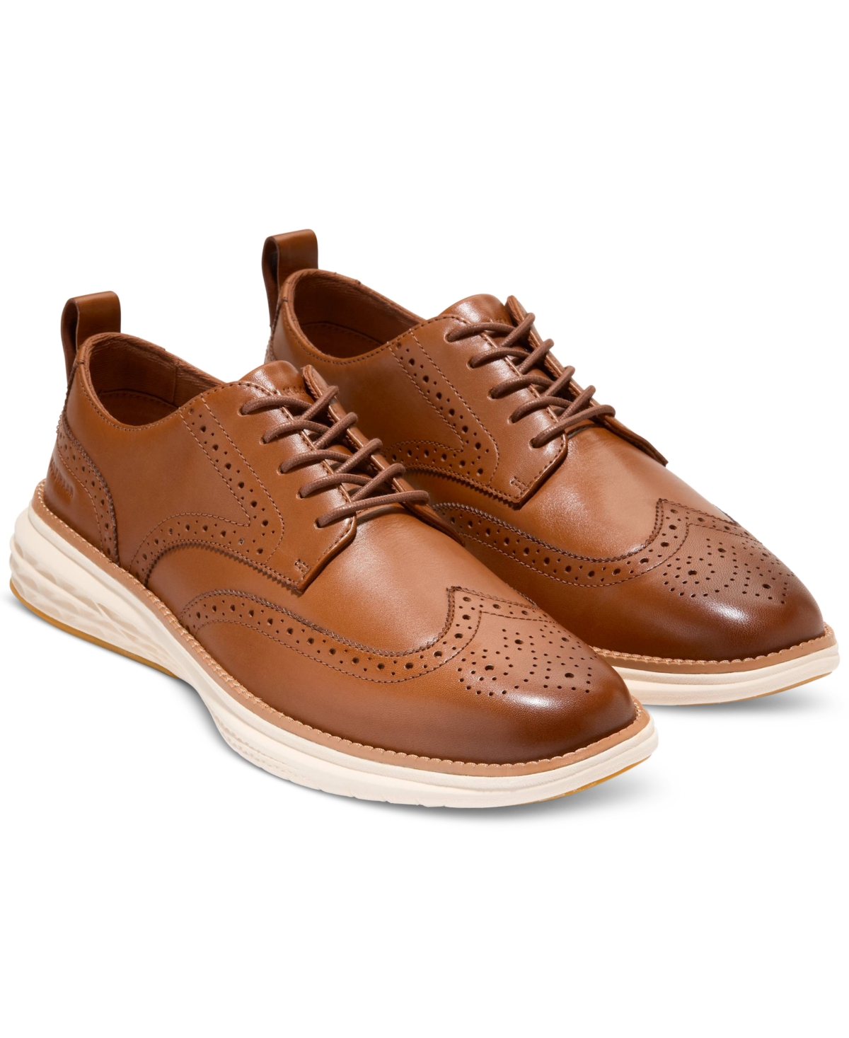 Cole Haan Men's Grand Hurrion Wingtip Oxford Dress Shoe In British Tan-ivory