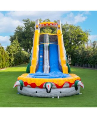Herokiddo T-Rex 18' Water Slide with Detachable Pool & Air Blower, Tall Seating Height, Commercial Grade, 100% PVC Vinyl, Summer Fun, Outdoor Play, Blow Up Inflatable