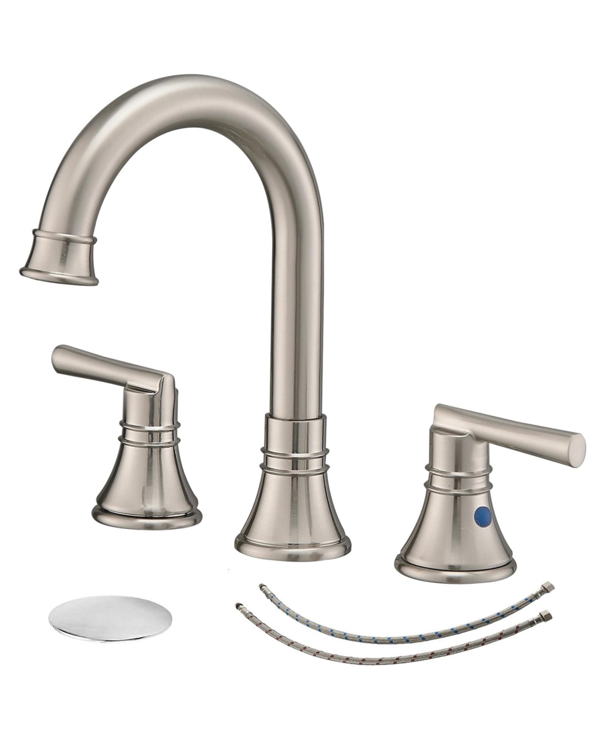 J-Spout 8 in. Widespread 2-Handle Bathroom Sink Faucet in Brushed Nickel - Brushed nickel