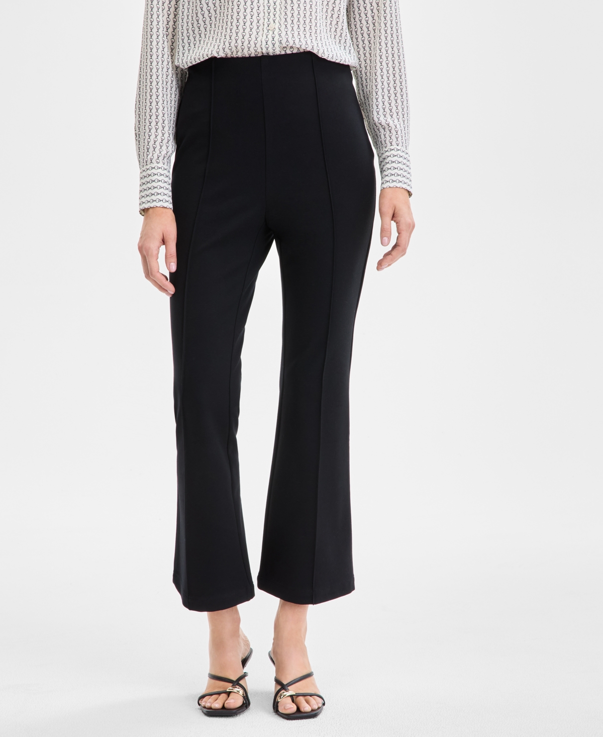 Inc International Concepts Women's High-rise Hollywood Ponte Kick-flare Pants, Exclusively At Macy's In Deep Black