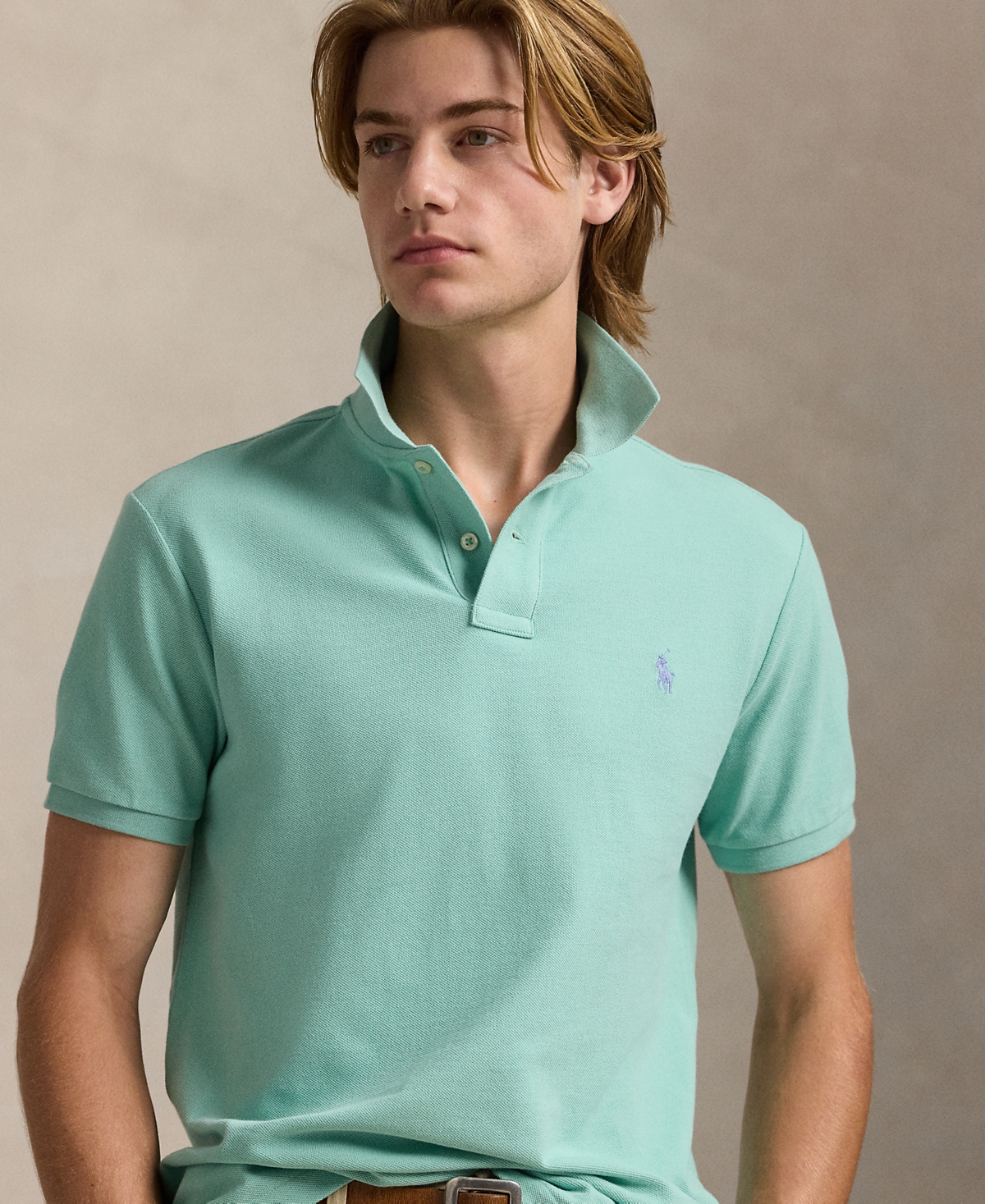Polo Ralph Lauren Custom Slim Fit Printed Mesh Polo Shirt