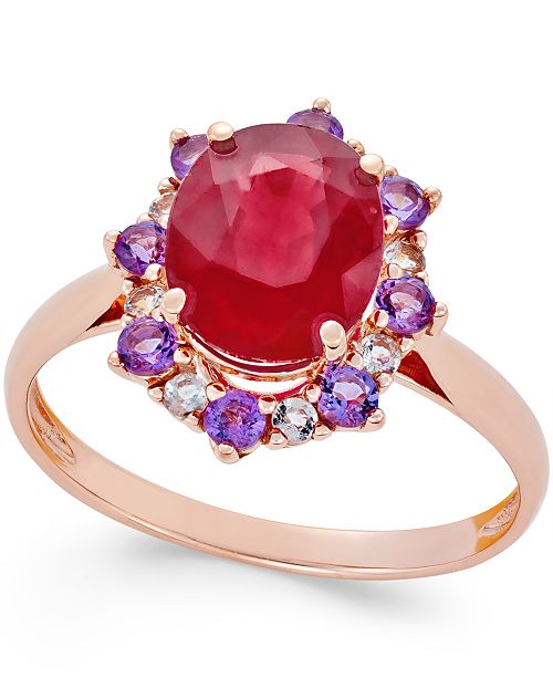 Macy S Ruby 1 1 2 Ct T W Amethyst 1 2 Ct T W And White Sapphire 1 4 Ct T W Ring In 10k Rose Gold Reviews Rings Jewelry Watches Macy S