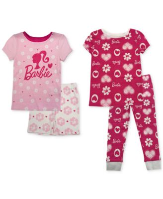 Toddler Girls Cotton Pajamas, 4 Piece Set