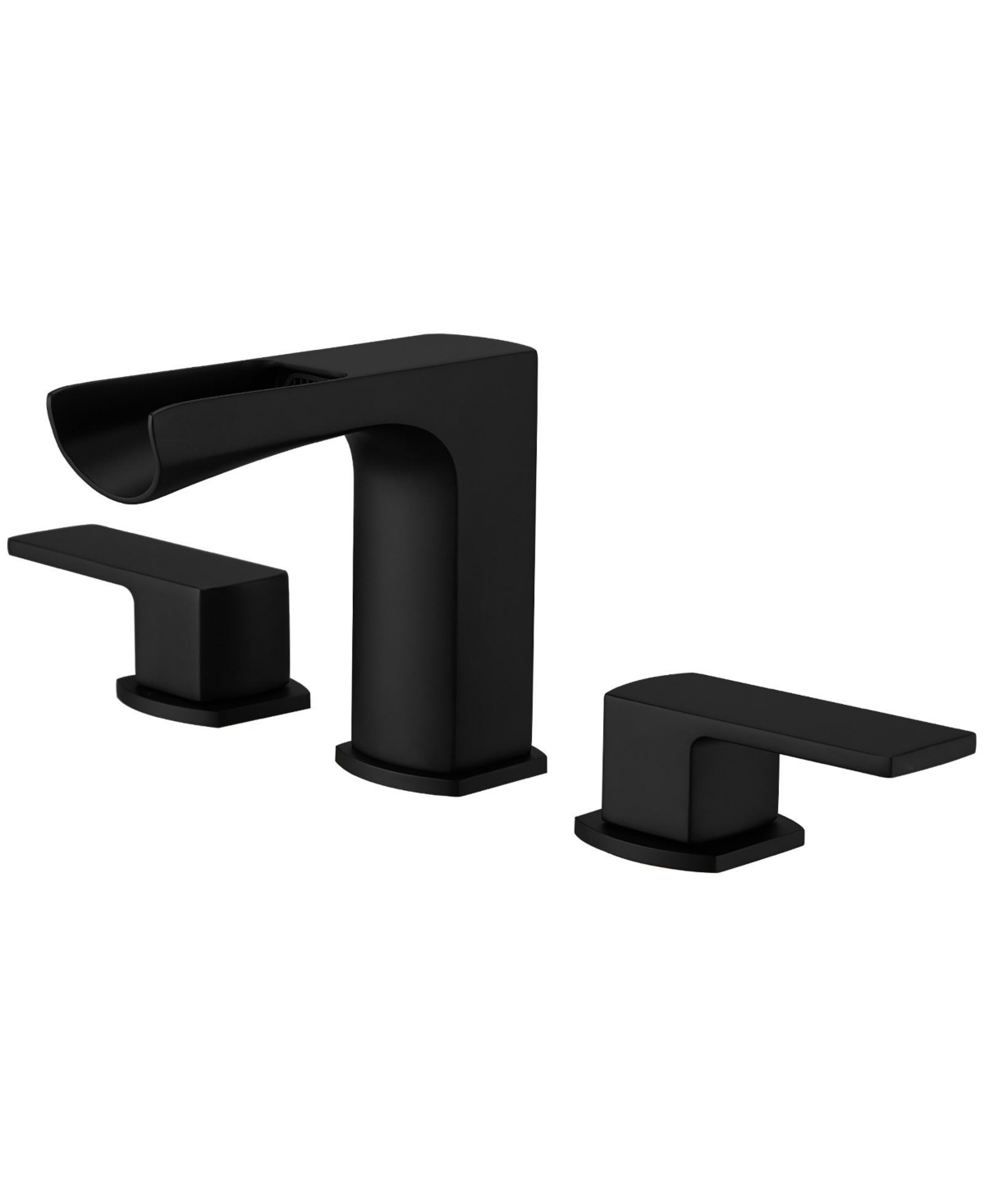 Waterfall 8 in. Widespread Double Handle Gold Bathroom Faucet Set 3 Holes Vanity Sink With Metal Drain In Brushed Gold - Matte black