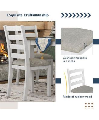 Rustic Style 6-Piece Dining Room Table Set with 4 Upholstered Chairs & a Bench