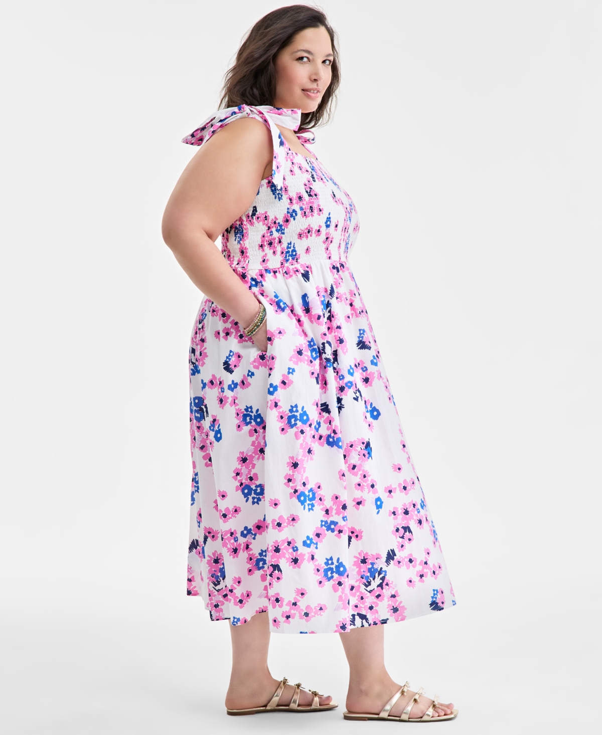 Shop On 34th Mommy & Me Plus Size Printed Tie-shoulder Midi Sundress, Exclusively At Macy's In Washed Whi
