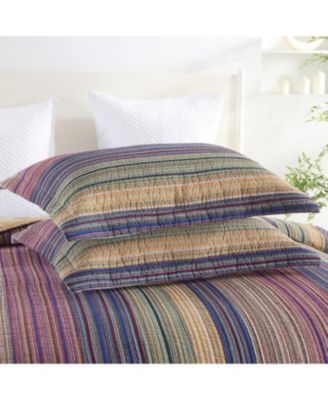3Pcs 100% Cotton Quilt Bedspread Set Reversible Bedding Striped King