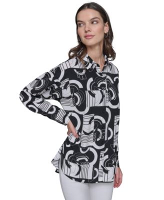 KARL LAGERFELD PARIS - Women's Oversizes Geo-Print Blouse