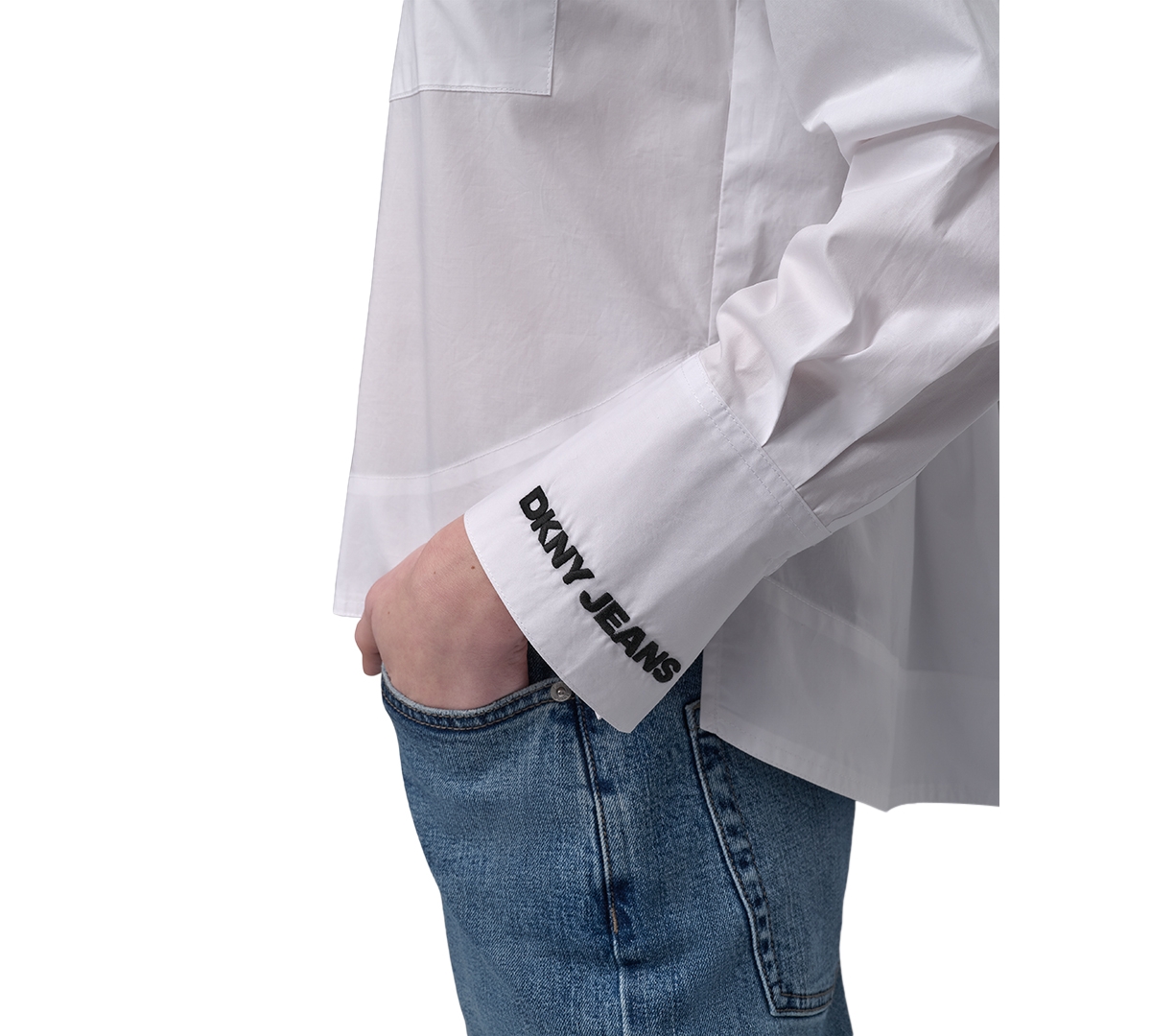 DKNY JEANS WOMEN'S COTTON POPLIN CROPPED SHIRT 