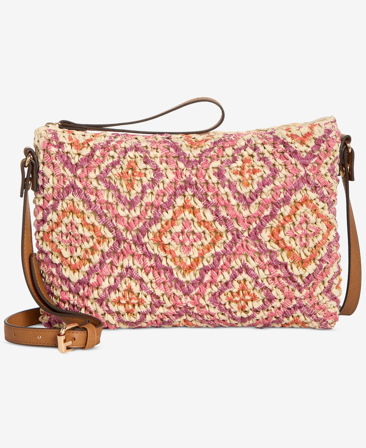 Style & Co Geo Printed Straw Small Crossbody, Exclusively At Macy's In Geometric Print