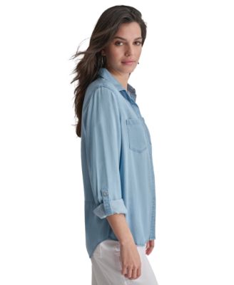 Women's Roll-Tab-Sleeve Button-Front Shirt