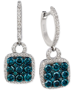 image of Le Vian Exotics Blue and White Diamond Drop Earrings (1-1/4 ct. t.w.) in 14k White Gold