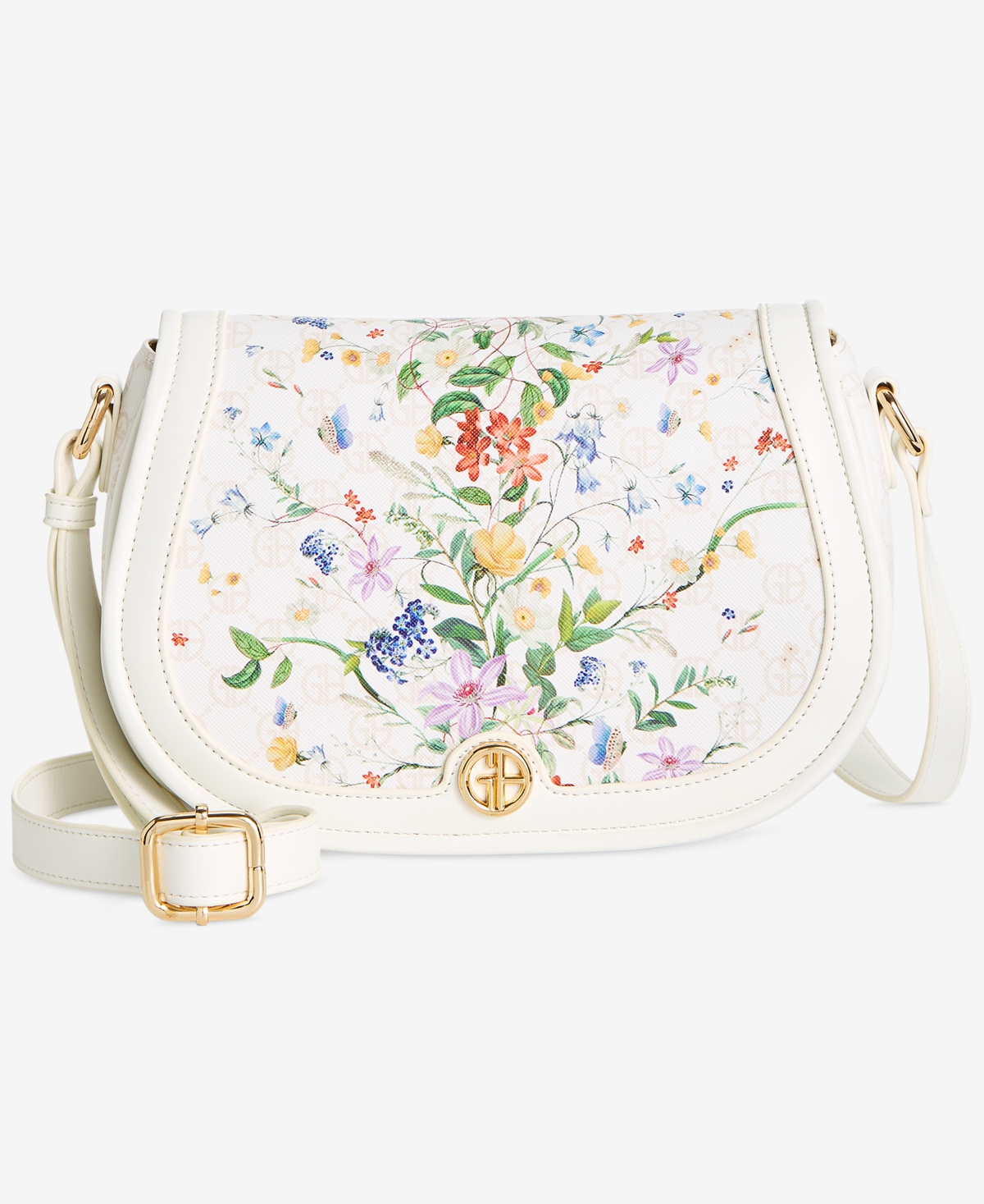 Giani Bernini Floral Small Saddle Crossbody, Exclusively At Macy's In White