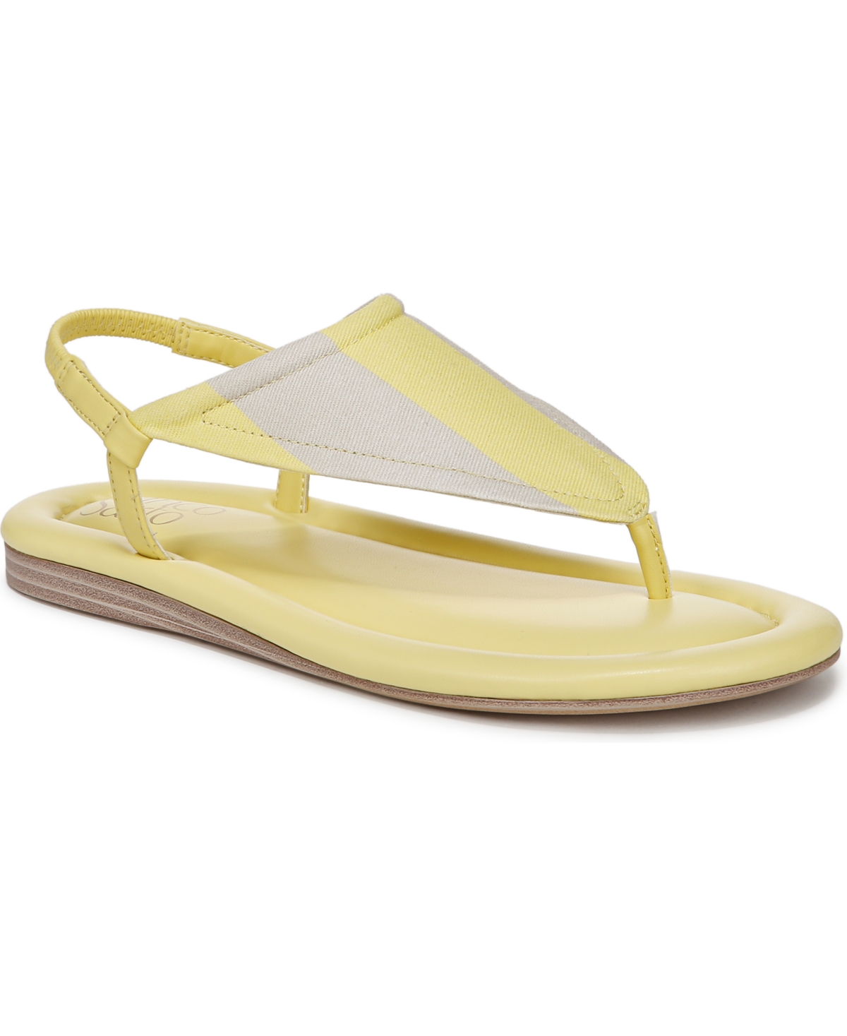 Franco Sarto Women's Jocelyn Open Toe Thong Slingback Sandals In Yellow Stripe Twill Fabric