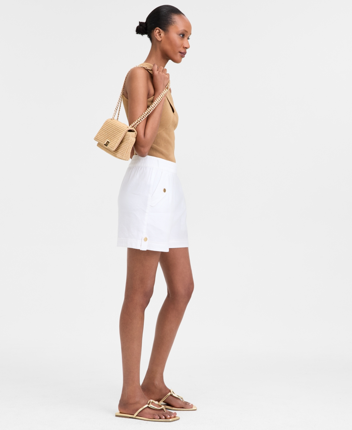Inc International Concepts Women's Side-pocket Tab-hem Shorts, Exclusively At Macy's In Bright Whi