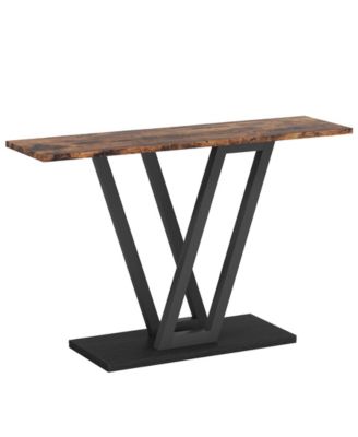 Gold Console Table, Modern Hallway Table for Entryway, 43 Inch Entryway Tables Narrow Sofa Table for Living Room, Stable Metal Frame & Easy Assemble, Faux Marble White