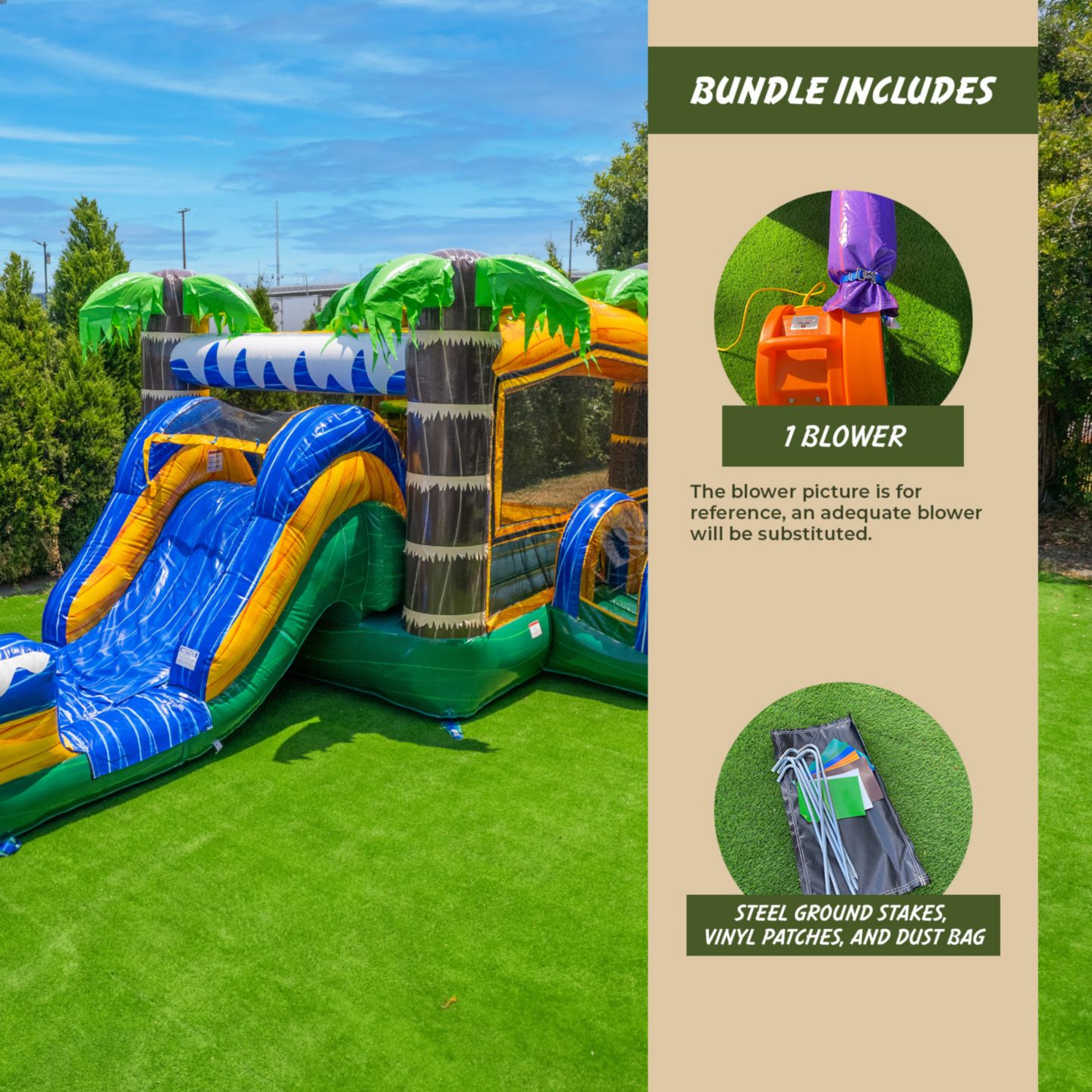 Детская игрушка Xjump Tropical Ocean 13'H Vinyl Water Slide Bounce House with Splash Pool, Up to 6 Players, Ages 3+, цвет: Оранжевый — фото 3