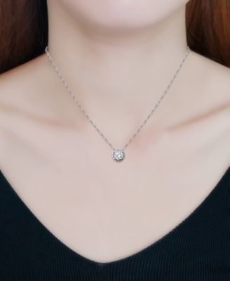 6MM Round Cubic Zirconia Necklace. 16" + 2" Extender. 18KT Gold over Sterling Silver.