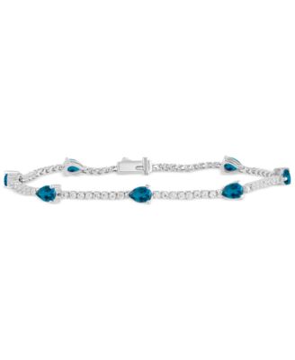 Macy's - Swiss Blue Topaz (3-1/2 ct. t.w.) & Diamond (1-1/5 ct. t.w.) Tennis Bracelet 14k White Gold (Also in London Blue Topaz & Aquamarine)