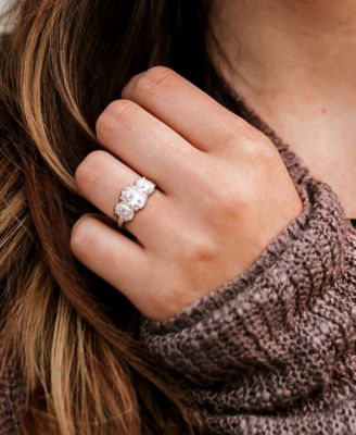 Moissanite Three Stone Ring (4 ct. t.w.) in Sterling Silver