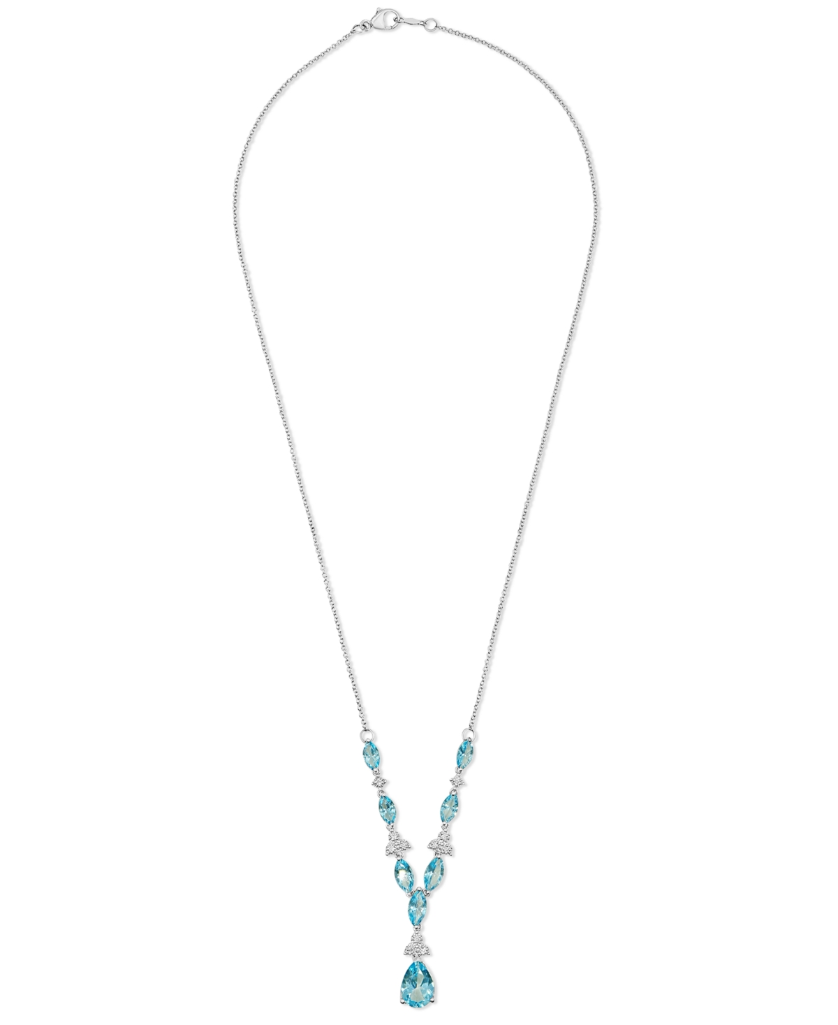 MACY'S BLUE TOPAZ (8 CT. T.W.) & DIAMOND (1/10 CT. T.W.) 17" LARIAT NECKLACE IN STERLING SILVER 