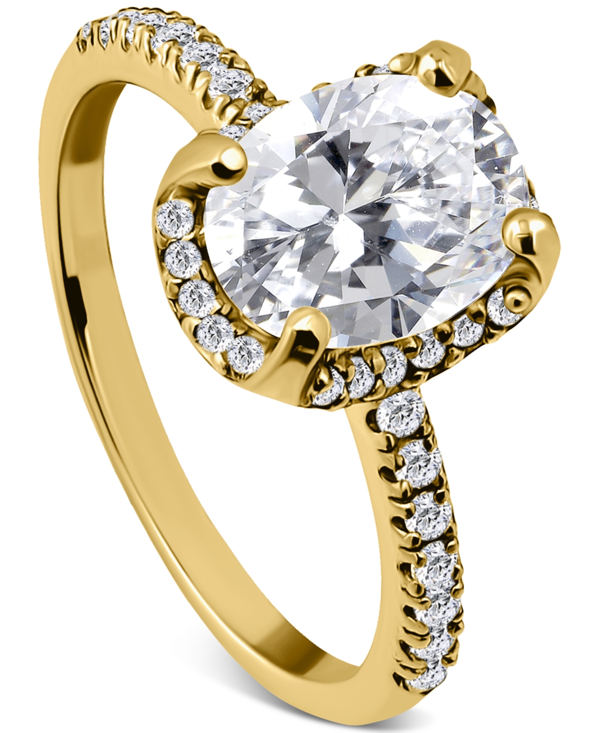 Giani Bernini Cubic Zirconia Oval Halo Ring In 18k Gold-plated Sterling Silver, Exclusively At Macy's In Gold