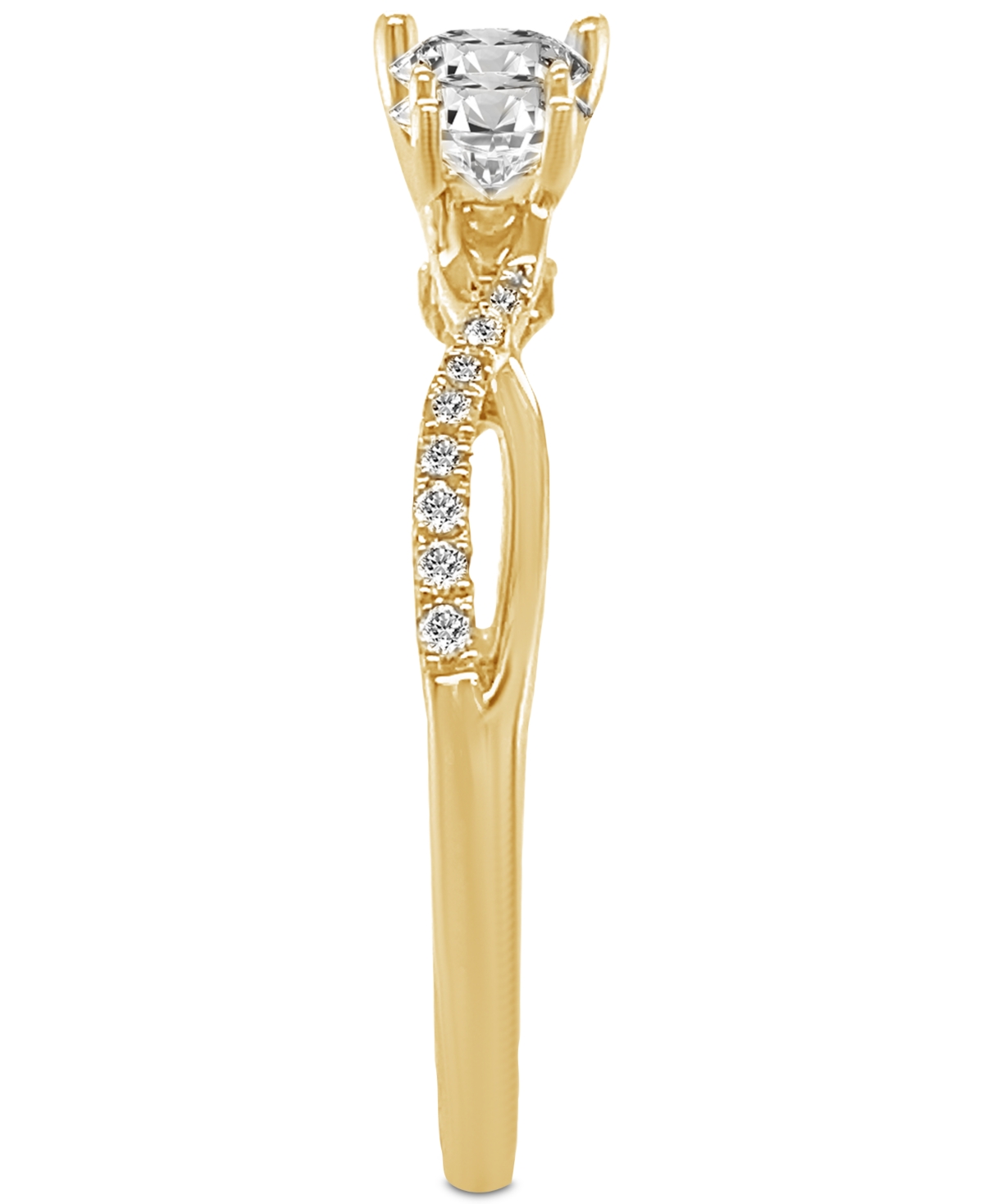 Macy's Diamond Three Stone Twist Shank Ring (1 Ct. T.w.) In 14k Gold In Yellow Gold