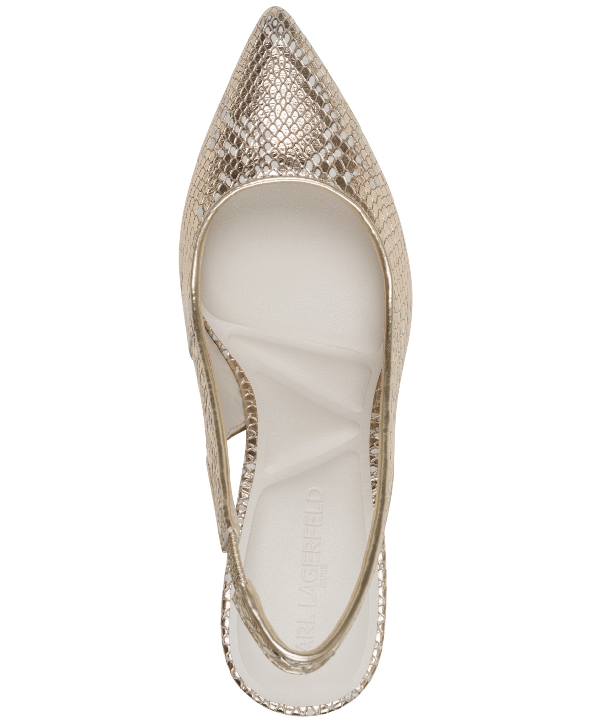 Karl Lagerfeld Rosalyn Pointed Toe Slingback Pump In White Gold