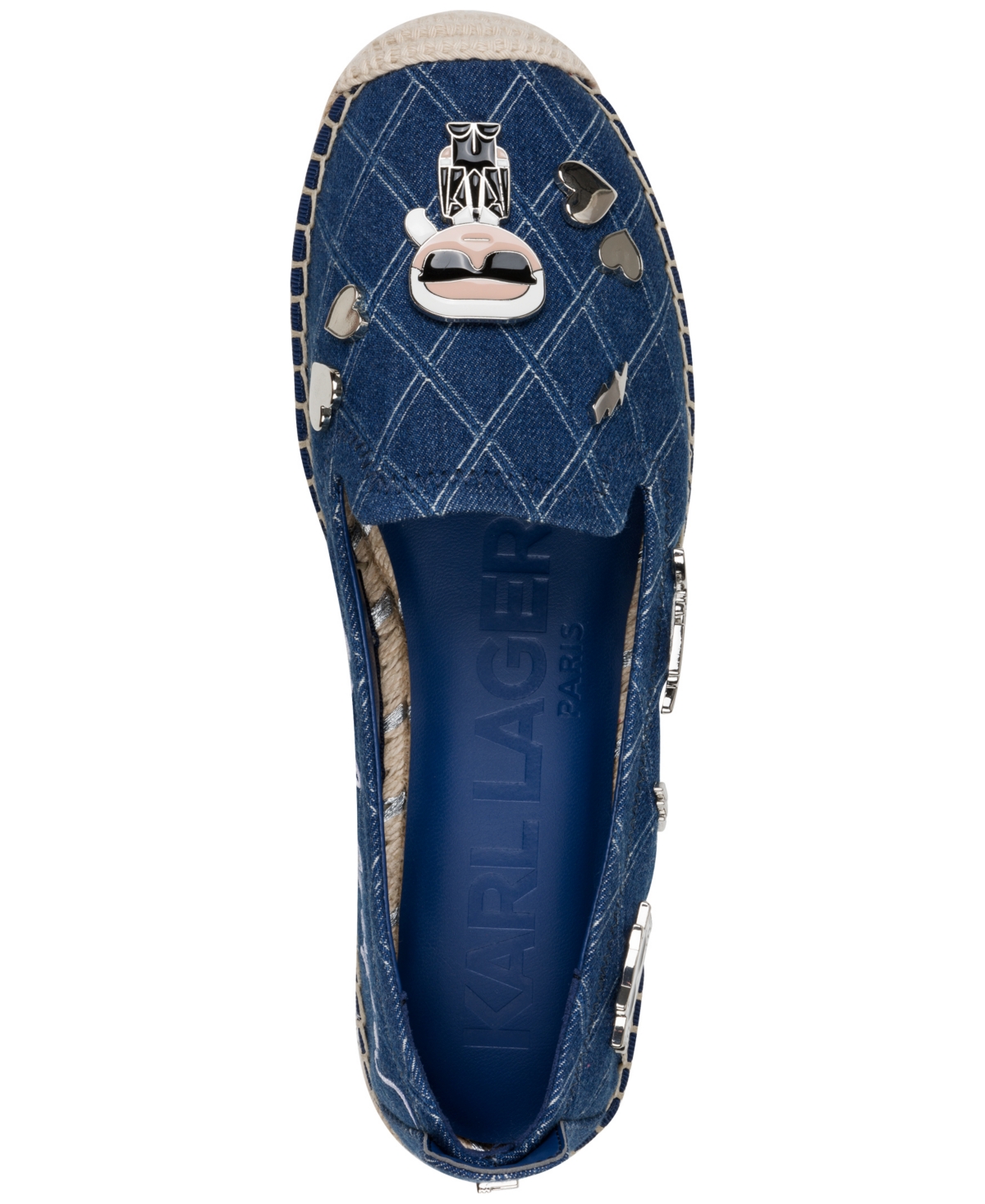 Shop Karl Lagerfeld Women's Michaela Embellished Slip-on Espadrille Flats In Medium Blue