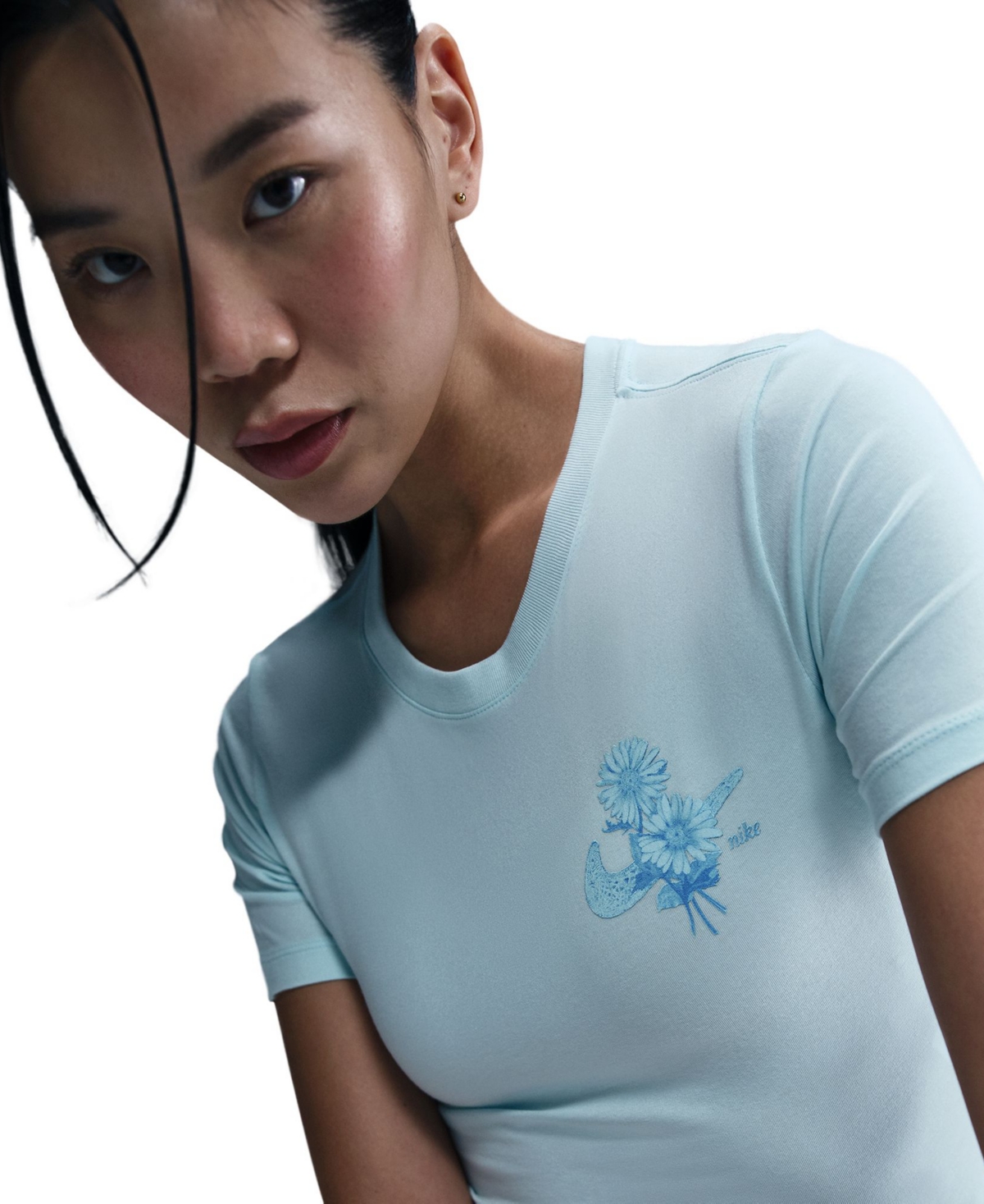 売れ筋商品|||ナイキ Tシャツ トップス レディース Women's Sportswear Chill Knit Slim Cropped T-Shirt G Blue/ltp Nike Women's Sportswear Chill Knit Slim Cropped T-shirt In G
