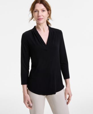 売れ筋商品|||ジェイエムコレクション カットソー トップス レディース Women's Printed 3/4 Sleeve Jacquard Top, Created for Macy's Windswept JM Collection Women's Printed 3/4 Sleeve Jacquard Top