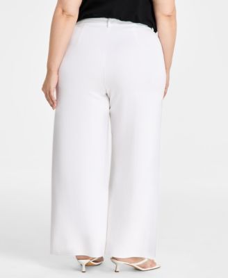 Trendy Plus Size High-Rise Wide-Leg Ponté-Knit Pants, Created for Macy's