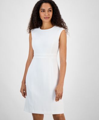Women's Textured Cap-Sleeve Princess-Seam Dress, Regular & Petite Sizes
