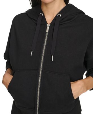 Women's Fleece Crop Zip-Front Long-Sleeve Hoodie