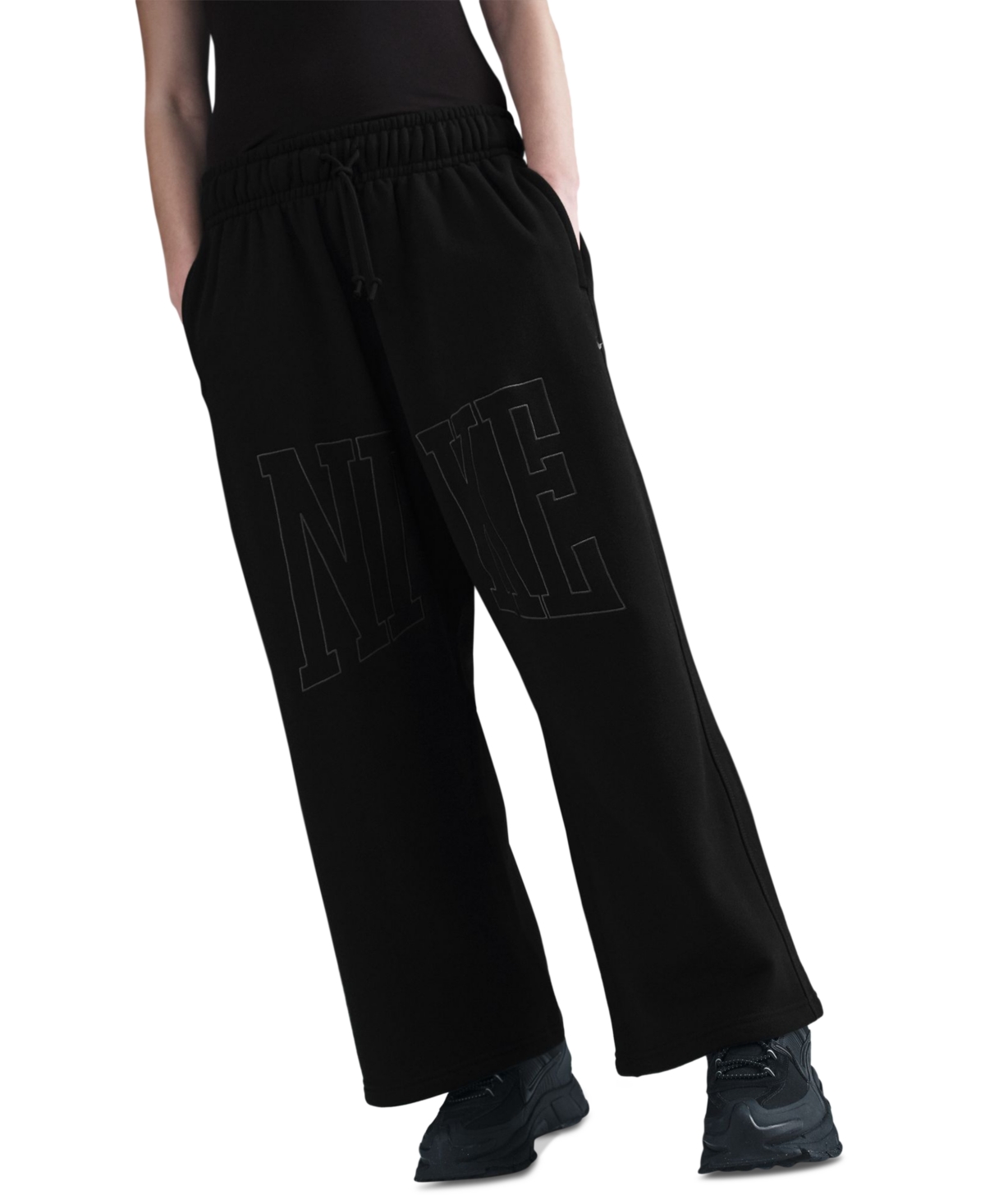 Nike Sportswear Women's Mid-rise Oversized Open-hem French Terry Pants In Black