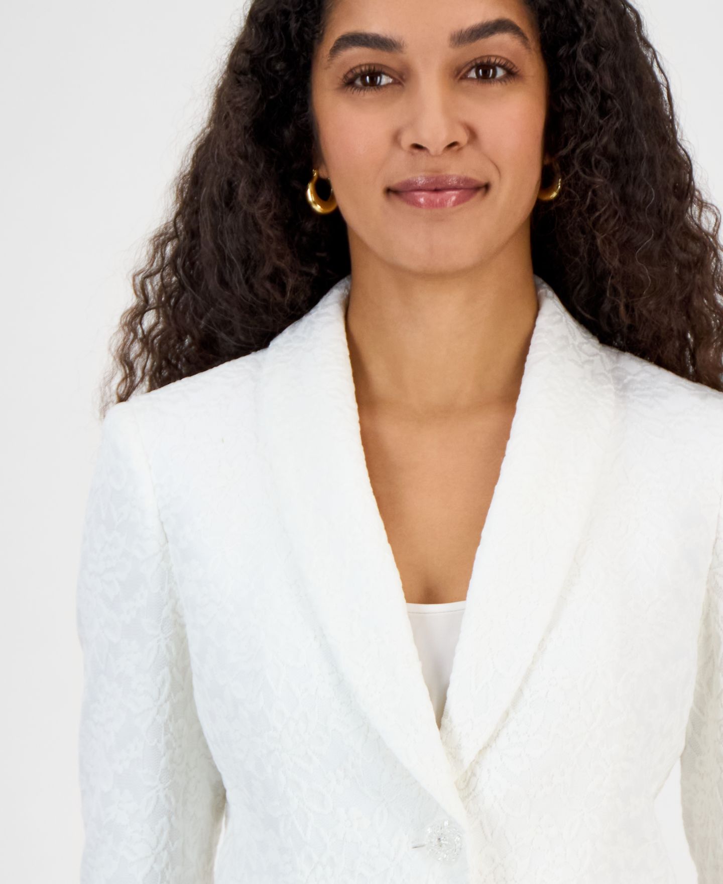 Женский пиджак Kasper Bonded-Lace Shawl-Collar Blazer, Regular & Petite, цвет: Белый — фото 7